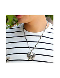 Exaggerated Silver Color Skull Pendant Decorated Simple Necklace