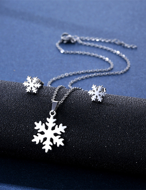 Conjunto De Collar De Titanio Con Copo De Nieve Brillante