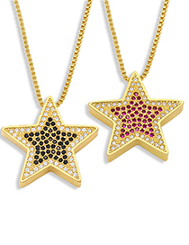 Colgante De Circonitas Micro-set Collar De Estrella De Cinco Puntas De Cobre Y Baño De Oro