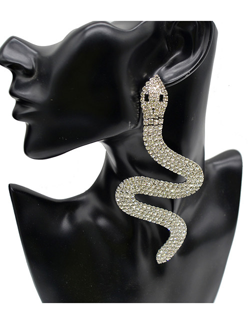 Pendientes De Metal En Forma De Serpiente Con Diamantes