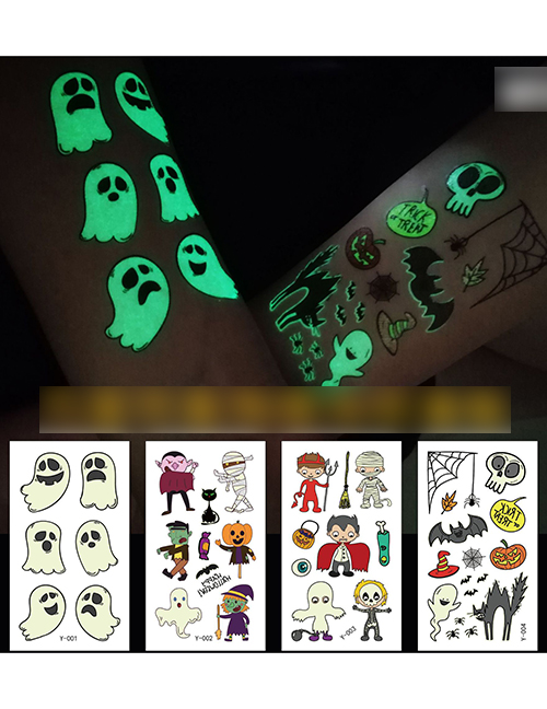 Pegatinas Luminosas De Tatuajes De Halloween De Dibujos Animados Para Niños
