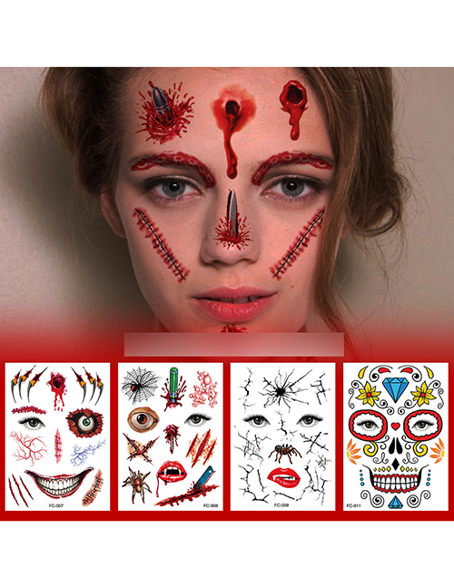 (2 Lotes) Pegatinas De Tatuaje De Cicatriz De Maquillaje De Halloween