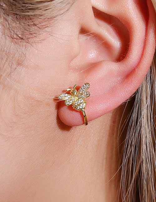 Ear Cuff De Abeja Con Diamante De Latón