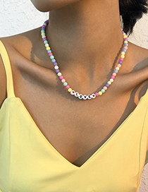 Collar De Abecedario De Perlas De Colores Geométricos