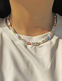Collar De Perlas De Imitación De Perlas De Arroz Trenzado Con Cuentas De Flores
