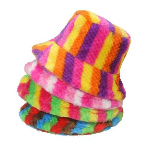 Sombrero De Pescador De Felpa De Poliéster A Rayas De Colores