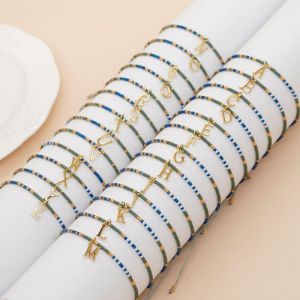 Colorful Rice Beads 26 Letter Bracelet