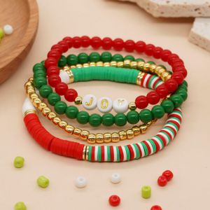 Colorful Polymer Clay Ball Beads Bracelet Set