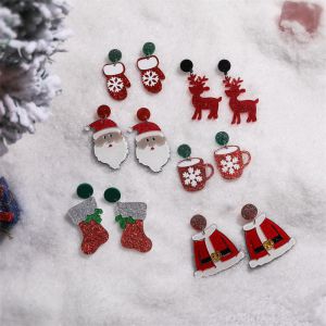 Acrylic Geometric Christmas Print Earrings