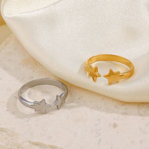 Stainless Steel Gold-plated Five-pointed Star Ring