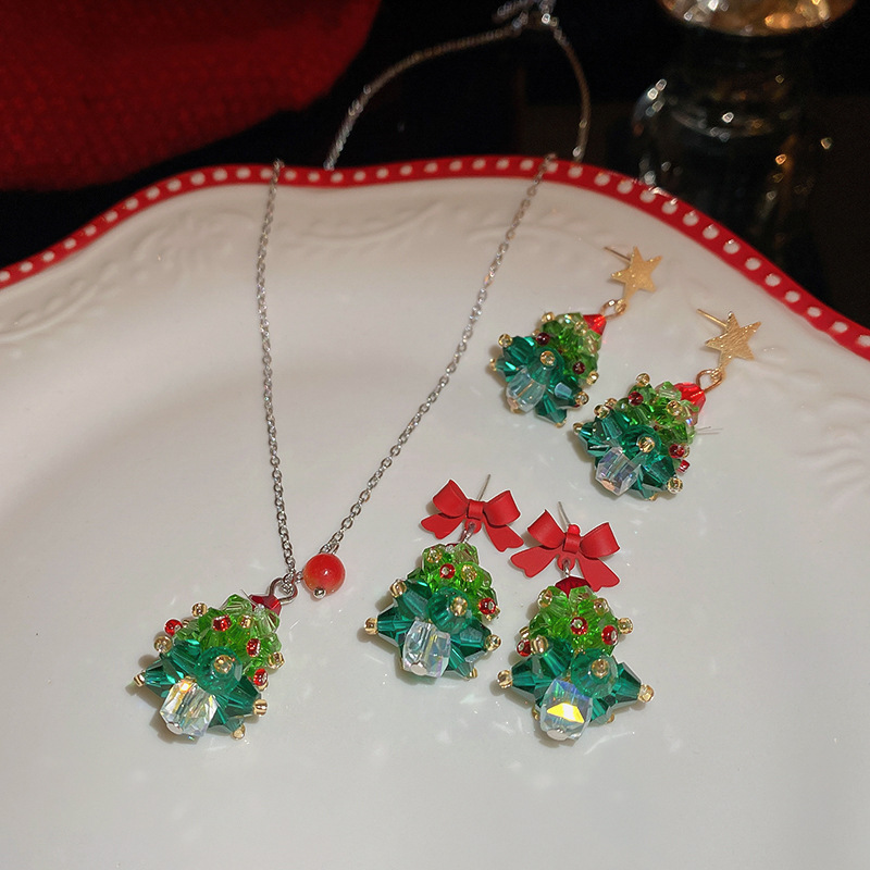 Collar De Árbol De Navidad De Cristal Geométrico