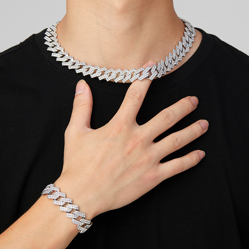 Collar De Cadena Geométrica De Diamantes De Aleación Para Hombre