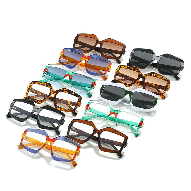 Gafas De Sol Geométricas De Contraste De Color De Pc