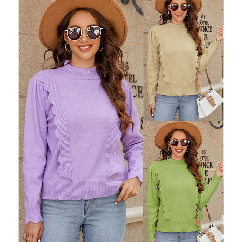 Crew Neck Knit Pullover Long Sleeve Sweater