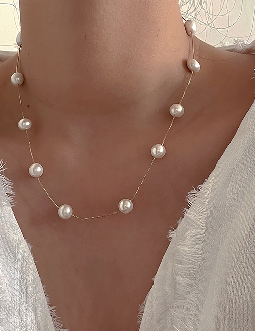 Collar De Cadena Con Perlas Geométricas