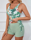 Fashion Green Polyester Print Drawstring Swimsuit