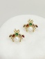Fashion Color Bronze Zirconium Pearl Bee Stud Earrings