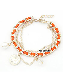 Best Orange Weave Conin Pendant Braided Rope Korean Fashion Bracelet