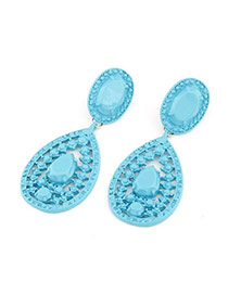 Wholesale Blue Fluorescence Color Water Drop Alloy Stud Earrings
