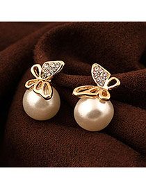 Posh Gold Color Butterfly Pearl Design