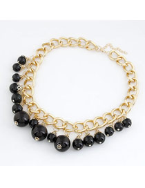 Tapered Black Imitate Pearl Short Design Alloy Chains