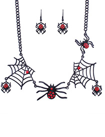 Conjunto De Collar Aretes Decorados Con Arañas