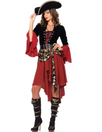 Halloween Disfraz De Pirata Mujer(Sombrero+vestido+cincuron)