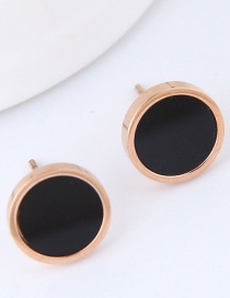 Fashion Rose Gold+black Round Shape Decorated Earrings