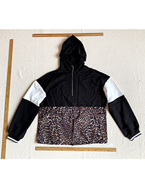 Fashion Leopard Black Stitching Leopard Hoodie