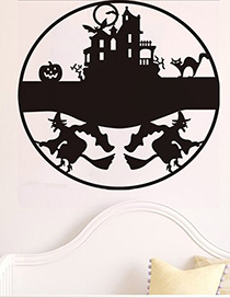 Kst-45 Halloween Witch Castle Cat Bat Vinilo Decorativo