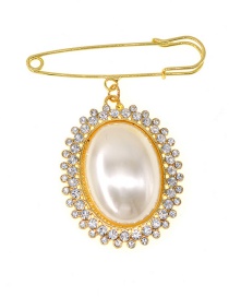 Broche De Corona De Bauhinia Con Diamantes De Imitación De Perlas