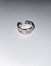 Alloy Diamond Small Daisy Wide Edge Ajustable Split Ring