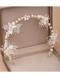 Diadema De Perlas Tejidas A Mano Con Flor De Hoja De Diamantes De Imitación