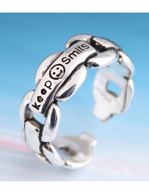 Smiley Letter Geometric Cutout Open Ring