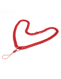 Fashion Red Acrylic Solid Color Chain Hanging Neck Mobile Phone Chain