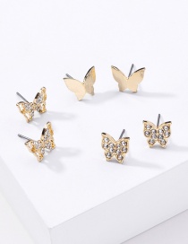 Conjunto De Aretes De Aleación De Diamantes De Imitación De Mariposa