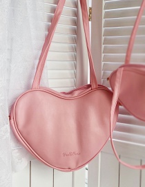 Fashion Pink Large Heart-shaped Printed Letter Diagonal Shoulder Bag