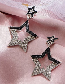 Pendientes Huecos De Diamantes Geométricos Con Estrella De Cinco Puntas