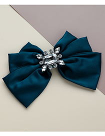 Fashion Green Fabric Diamond Drop Bow Tie Brooch