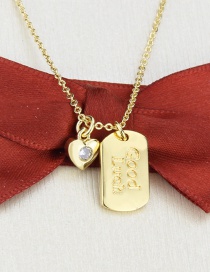 Collar Con Etiqueta De Letra En Forma De Corazón Chapado En Oro