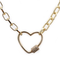 Collar Hueco Corazón Cobre De Circonio Chapado En Oro