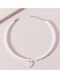 Collar De Corazón De Nectarina Con Gotas De Perlas