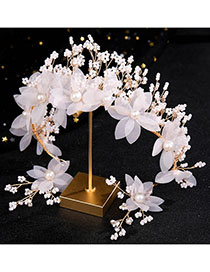 Diadema De Flores Trenzadas Con Perlas De Arroz