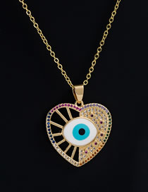 Collar De Ojo De Corazón Recortado Con Panel De Diamante Chapado En Oro De Latón