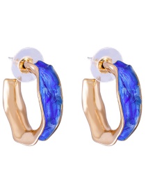 Fashion Blue C-shaped Earrings In Oiled Enamel