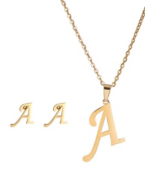 Fashion A Stainless Steel 26 Letter Necklace And Earring Set