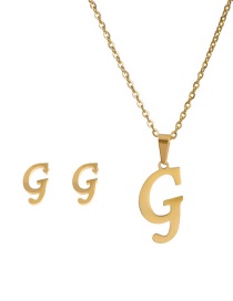 Fashion G Stainless Steel 26 Letter Necklace And Earring Set