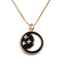 Collar De Estrella Y Luna Con Gota De Aceite De Oro Real Bañado En Bronce