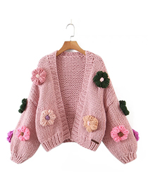 Cárdigan Suéter De Punto Con Costuras Florales