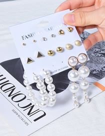 Fashion 20# Geometric Pearl Thread Butterfly Star Moon Irregular Earring Set